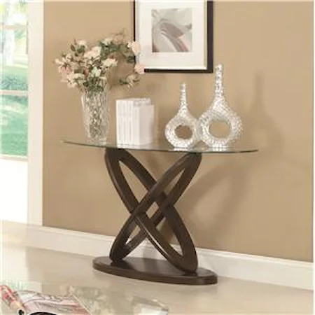 Glass Top Intersecting Ring Sofa Table